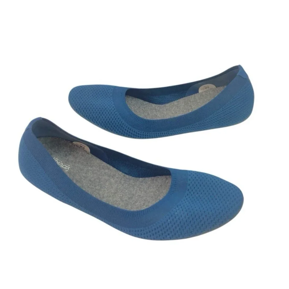 *Allbirds Tree Breezer Ballet Flat Womens Size 11 Blue Fabric Knit Slip On Shoe - Picture 4 of 10